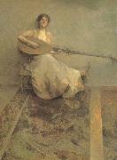 Girl with Lute Thomas Wilmer Dewing